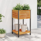 Jardinera con estante de madera maciza de pino 111,5x54x81 cm