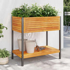 Jardinera con estante de madera maciza de pino 111,5x54x81 cm