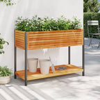 Jardinera con estante de madera maciza de pino 111,5x54x81 cm
