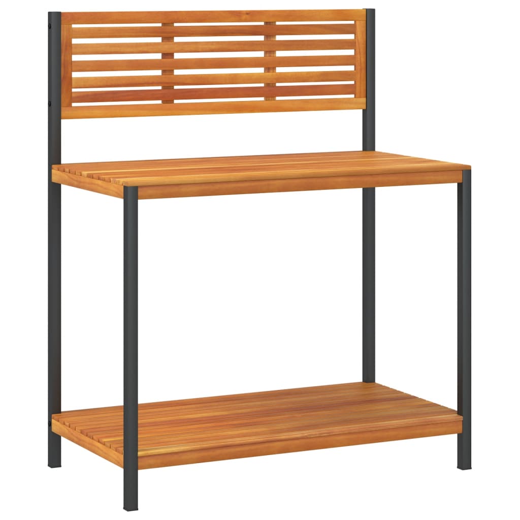Mesa de trabajo de jardín madera de acacia y acero 90x50x110 cm