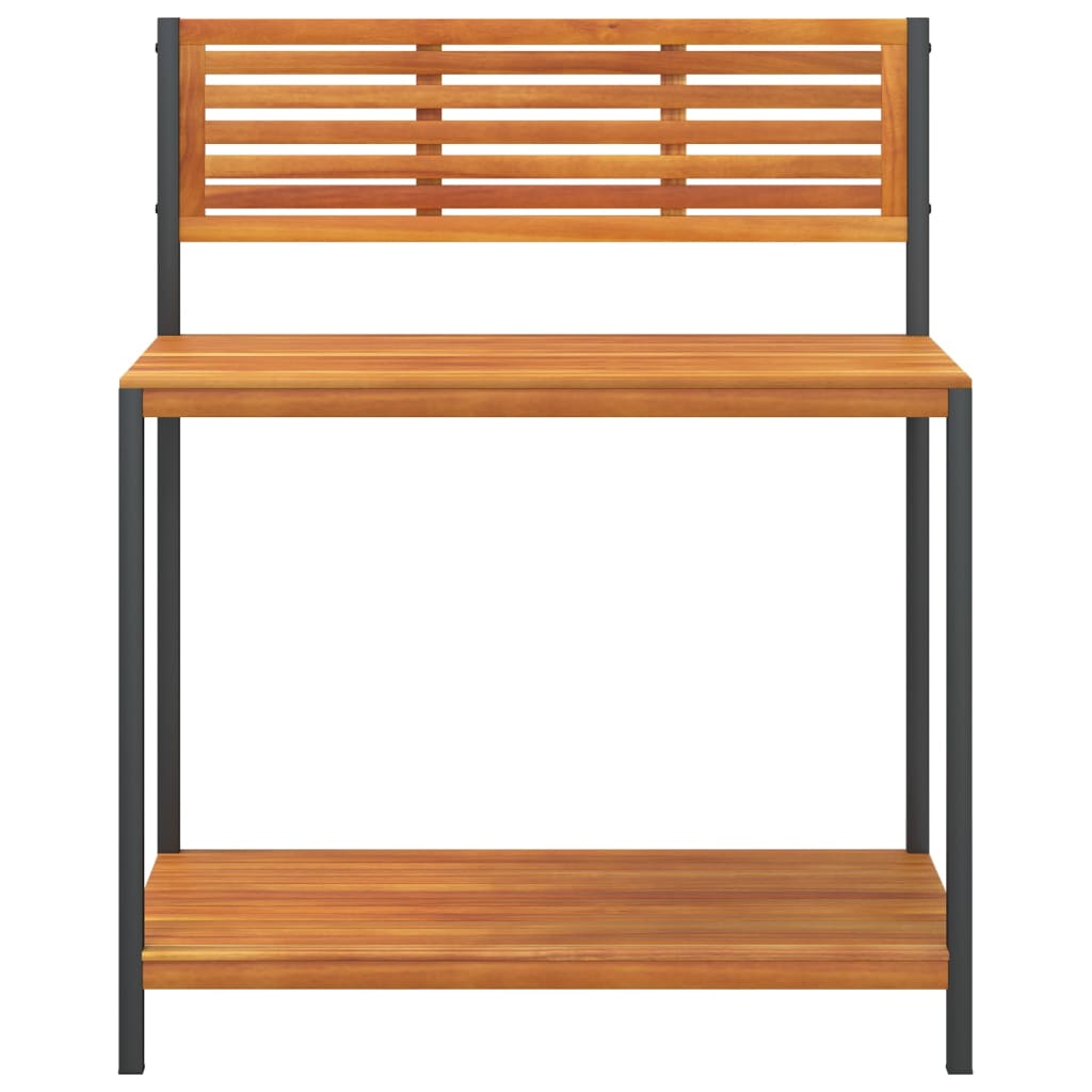 Mesa de trabajo de jardín madera de acacia y acero 90x50x110 cm