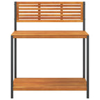 Mesa de trabajo de jardín madera de acacia y acero 90x50x110 cm