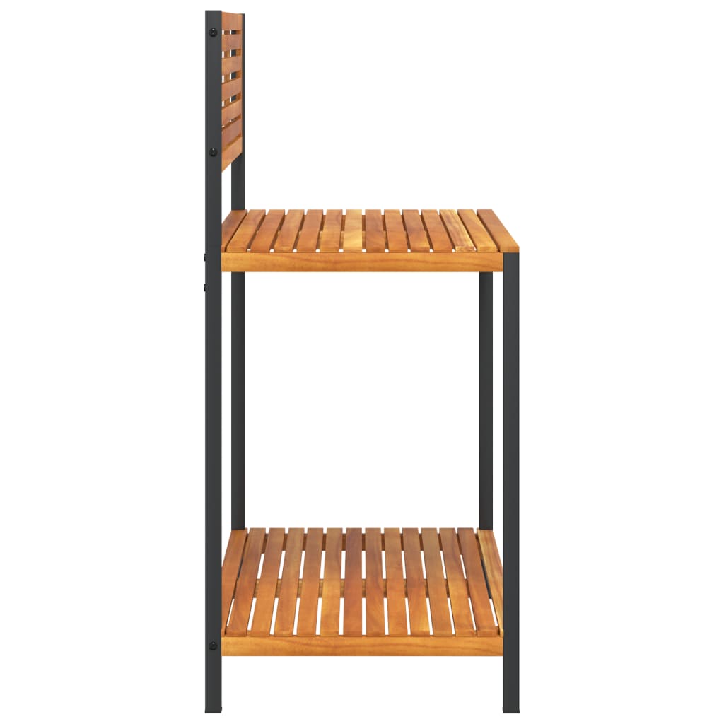 Mesa de trabajo de jardín madera de acacia y acero 90x50x110 cm