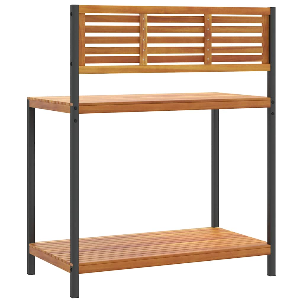 Mesa de trabajo de jardín madera de acacia y acero 90x50x110 cm