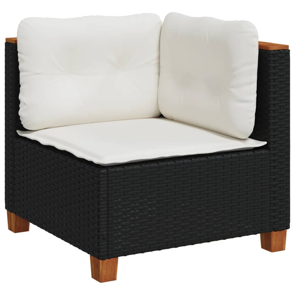 Set de sofás de jardín 10 pzas cojines ratán sintético negro