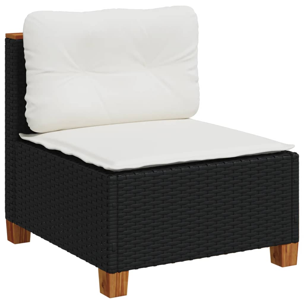 Set de sofás de jardín 10 pzas cojines ratán sintético negro