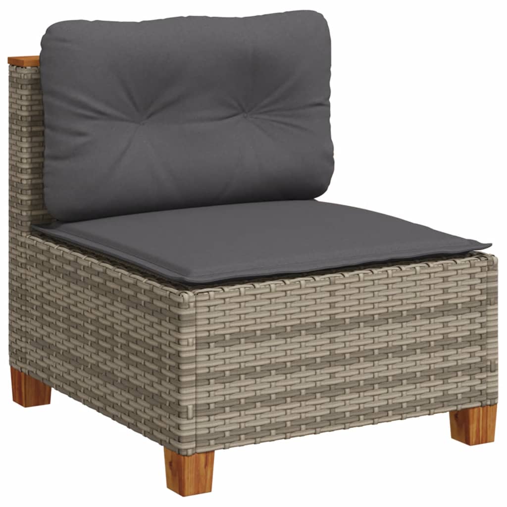 Set de sofás de jardín 10 pzas con cojines ratán sintético gris