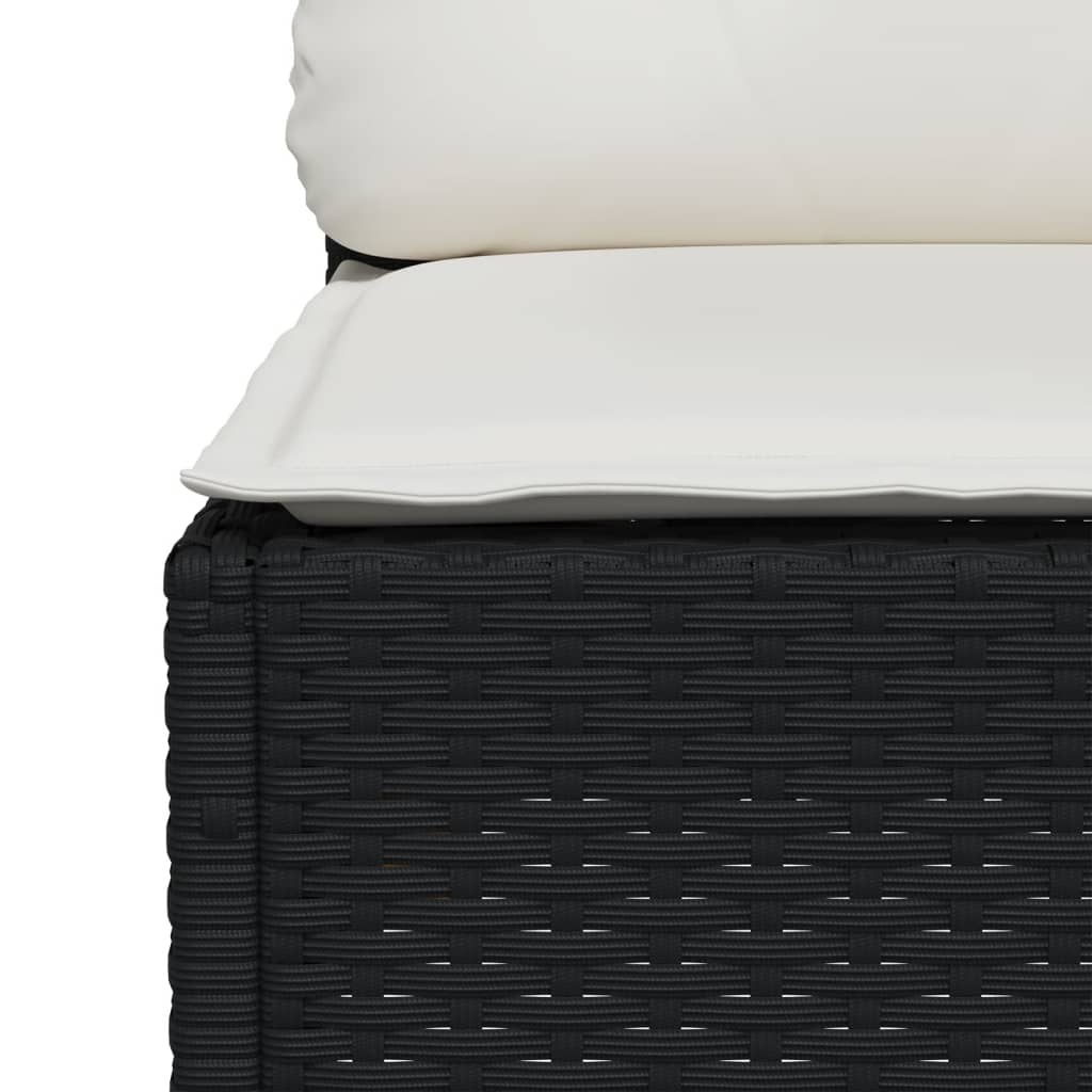 Set de sofás de jardín 11 pzas y cojines ratán sintético negro