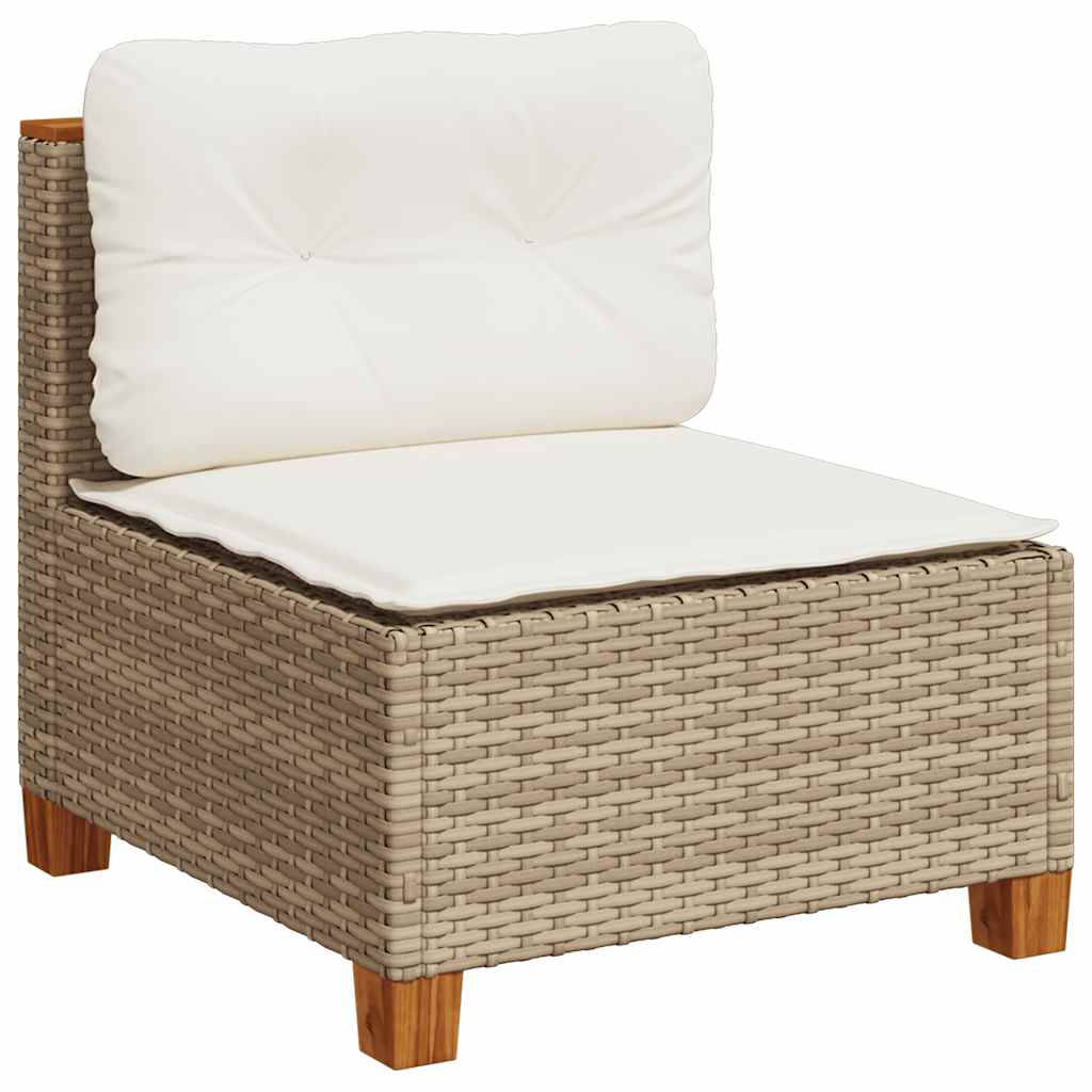 Set de sofás de jardín 11pzas con cojines ratán sintético beige