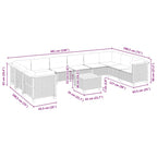 Set de sofás de jardín 11pzas con cojines ratán sintético beige