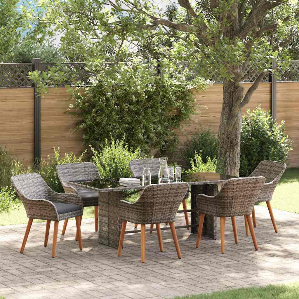 Conjunto de Comedor de Jardín 7 pcs Beige ratán sintético