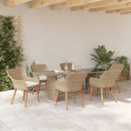 Conjunto de Comedor de Jardín 7 pcs Beige ratán sintético