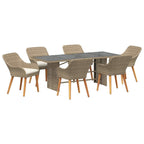Conjunto de Comedor de Jardín 7 pcs Beige ratán sintético