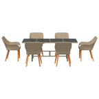 Conjunto de Comedor de Jardín 7 pcs Beige ratán sintético