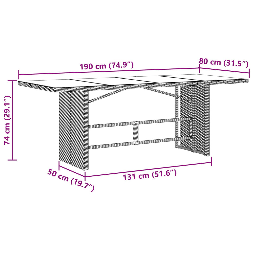 Conjunto de Comedor de Jardín 7 pcs Beige ratán sintético