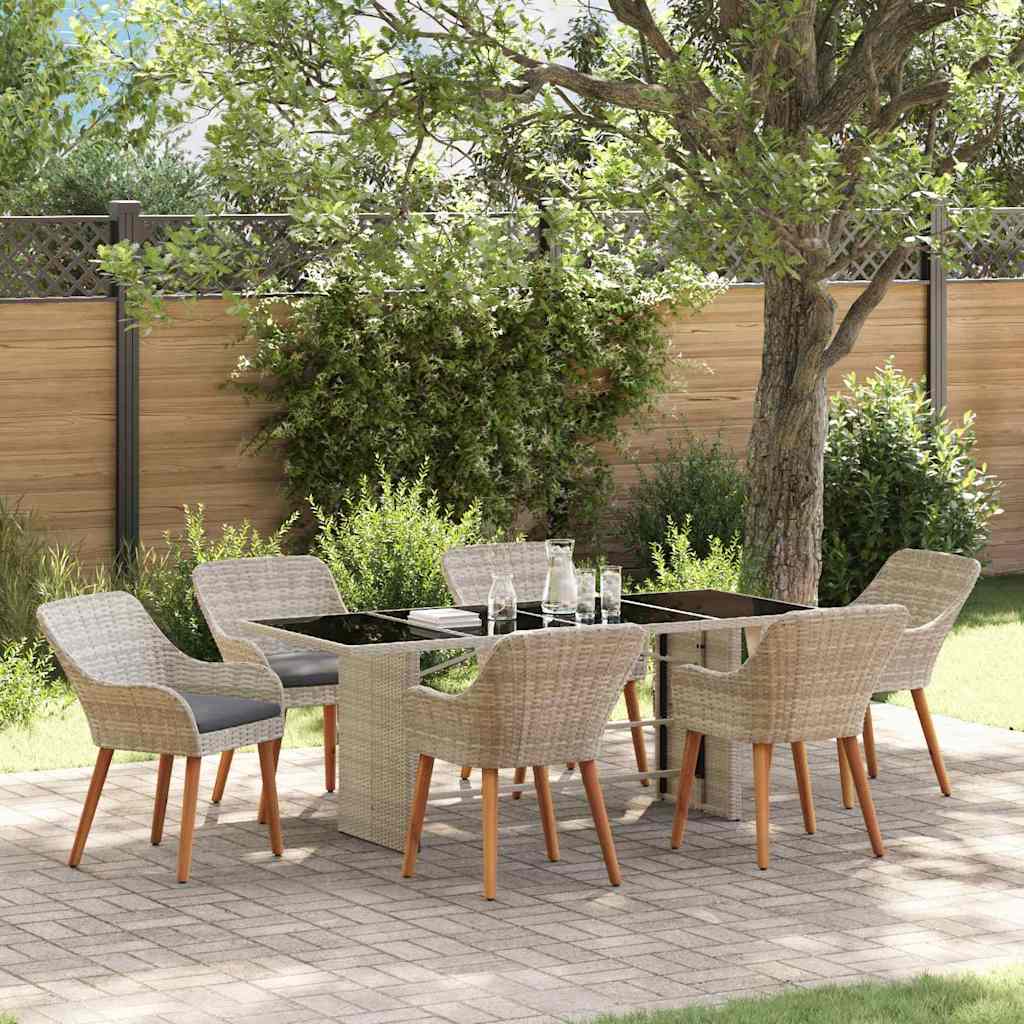 Conjunto de Comedor de Jardín 7 pcs Beige ratán sintético