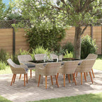 Conjunto de Comedor de Jardín 9 pcs Gris