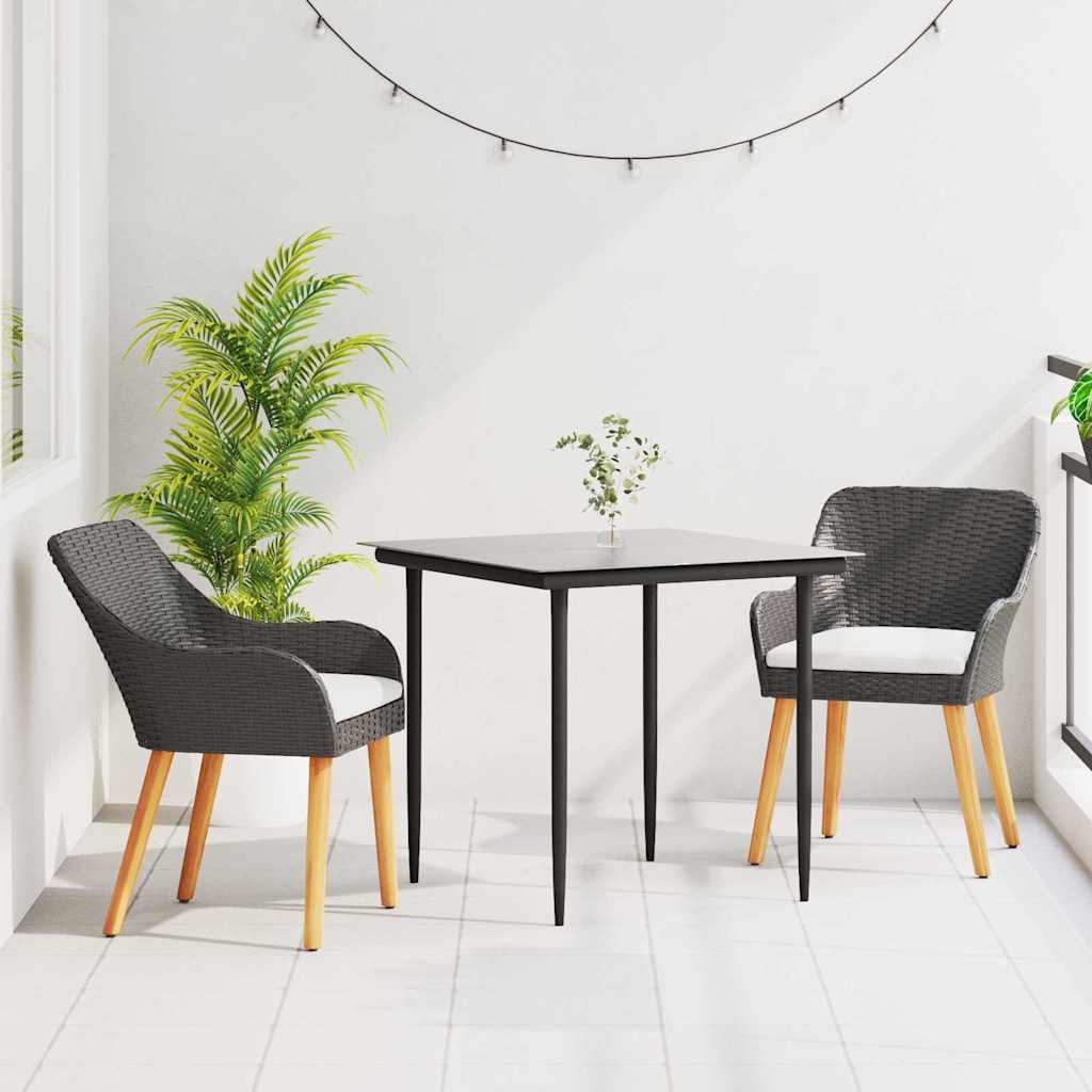 Conjunto de Comedor de Jardín 3 pcs Beige ratán sintético