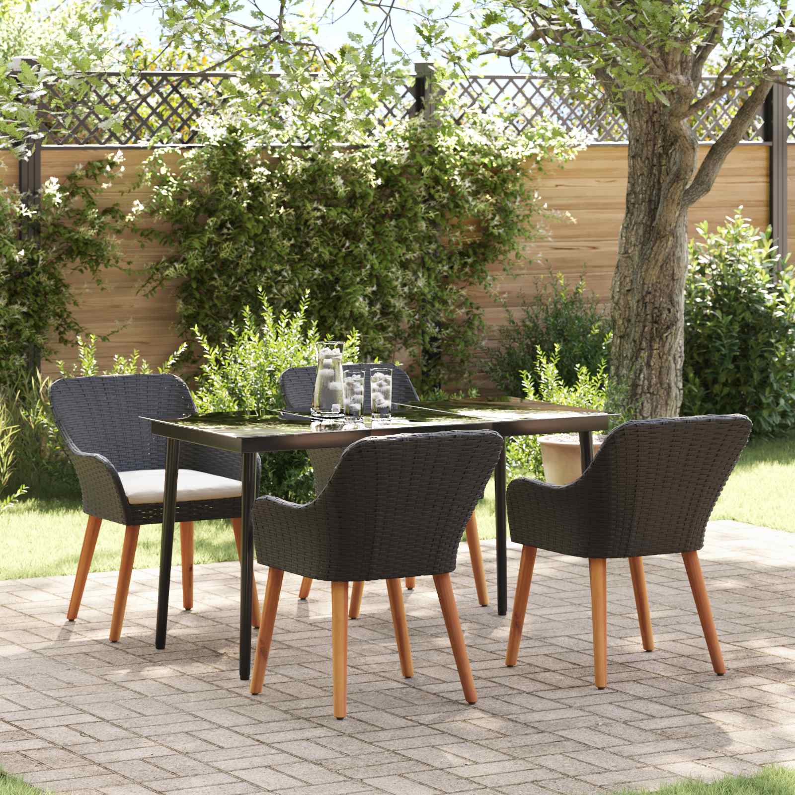 Conjunto de Comedor de Jardín 3 pcs Beige ratán sintético