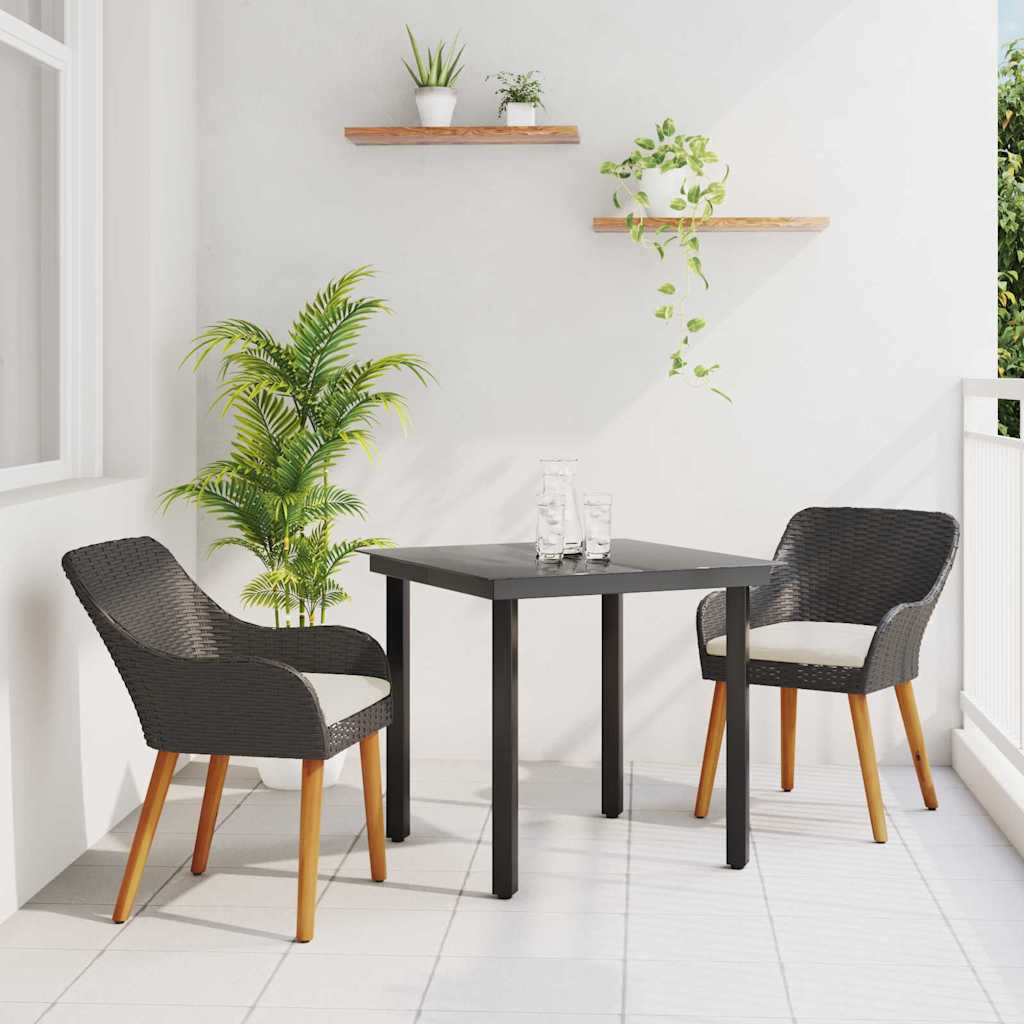 Conjunto de Comedor de Jardín 3 pcs Beige ratán sintético