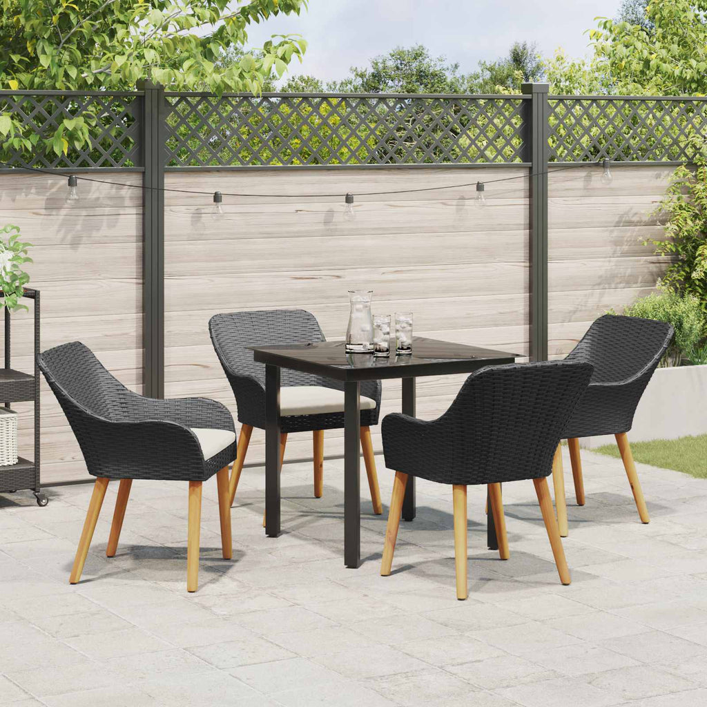 Conjunto de Comedor de Jardín 5 pcs Negro ratán sintético