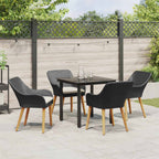 Conjunto de Comedor de Jardín 5 pcs Negro ratán sintético
