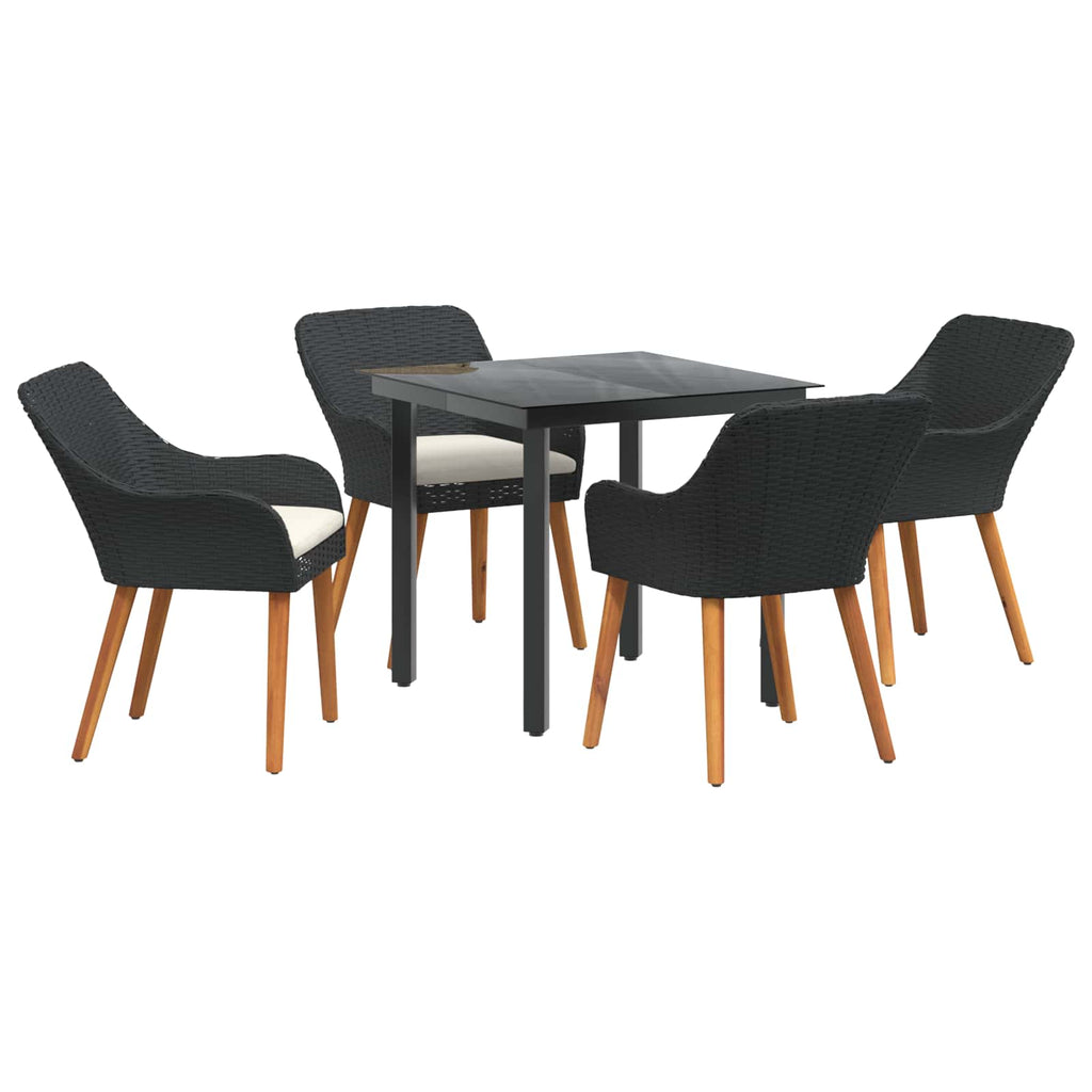 Conjunto de Comedor de Jardín 5 pcs Negro ratán sintético