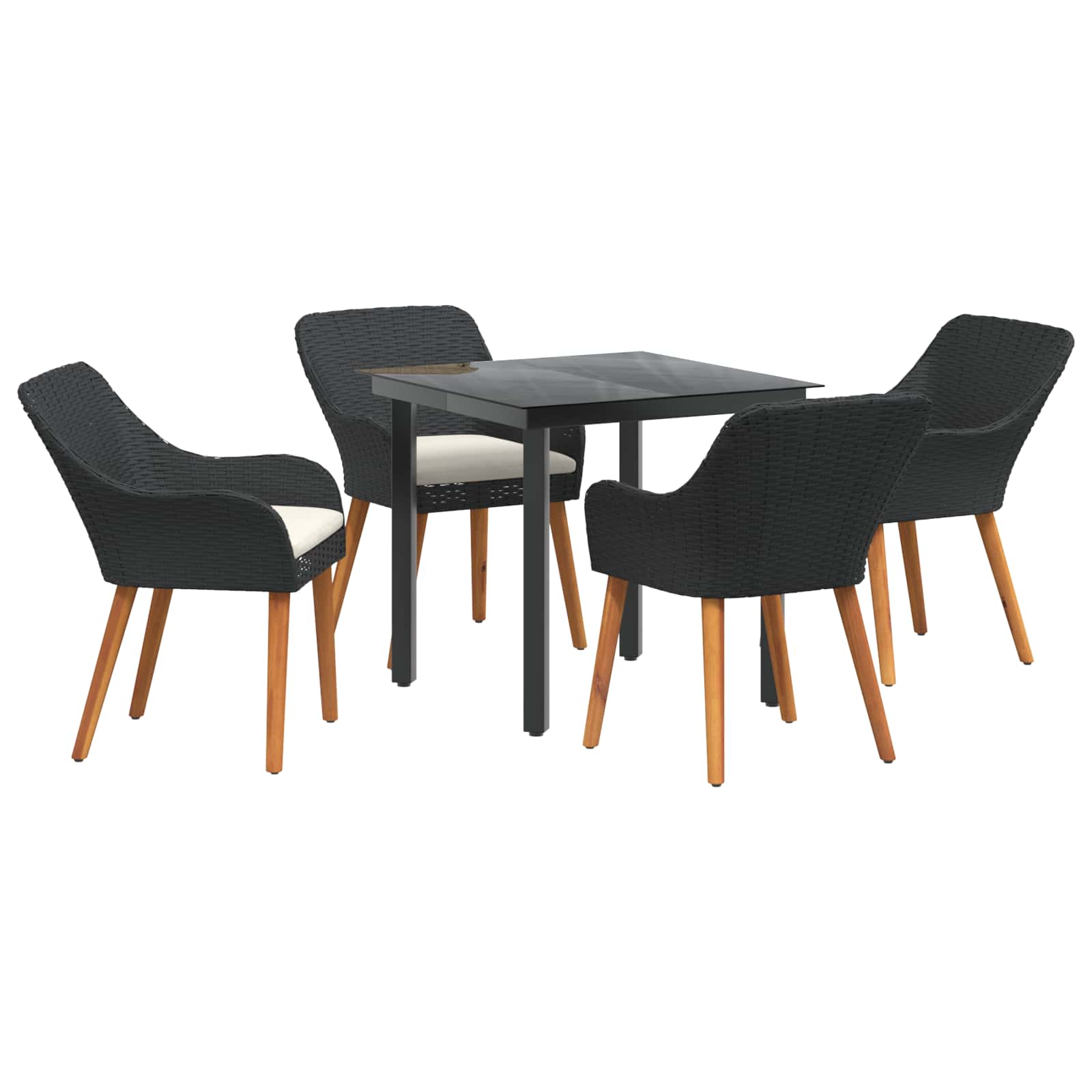 Conjunto de Comedor de Jardín 5 pcs Negro ratán sintético