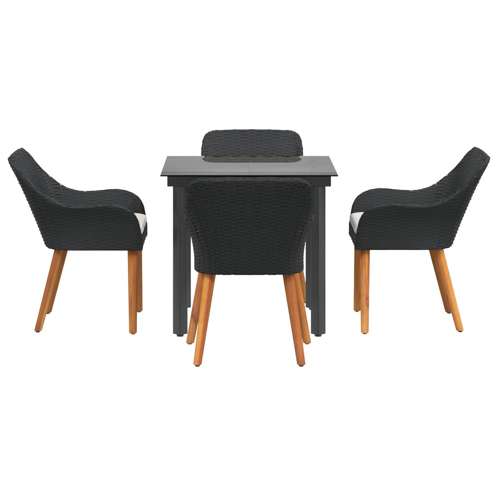 Conjunto de Comedor de Jardín 5 pcs Negro ratán sintético