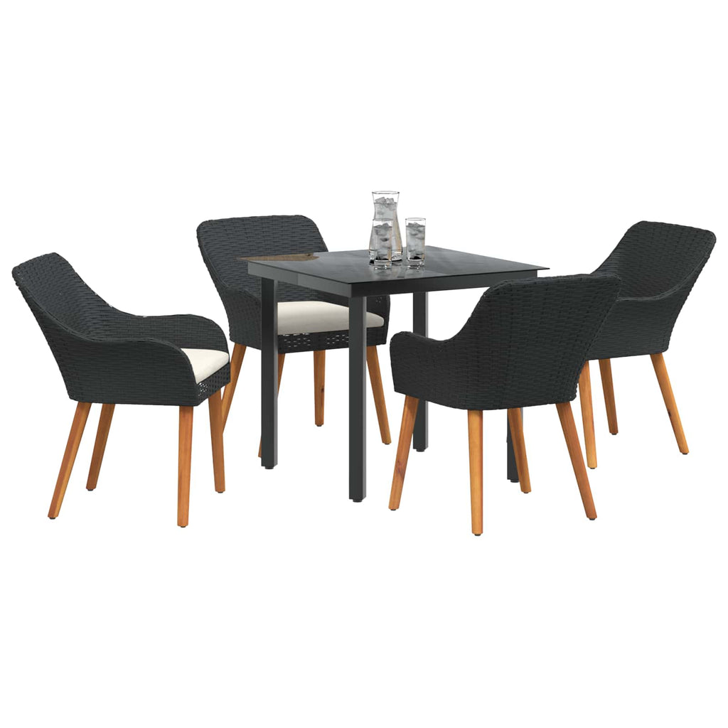 Conjunto de Comedor de Jardín 5 pcs Negro ratán sintético