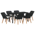 Conjunto de Comedor de Jardín 7 pcs Negro ratán sintético