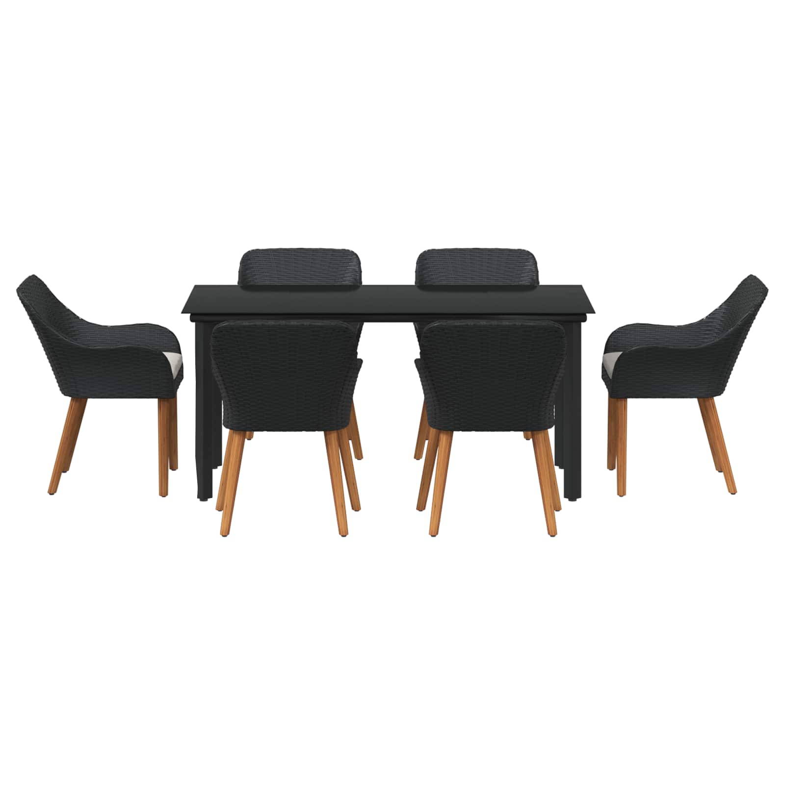 Conjunto de Comedor de Jardín 7 pcs Negro ratán sintético