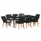 Conjunto de Comedor de Jardín 9 pcs Negro ratán sintético