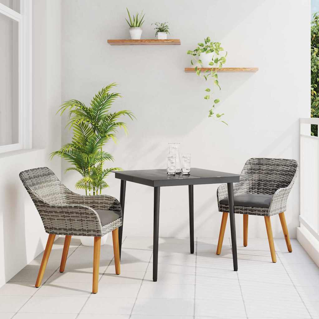 Conjunto de Comedor de Jardín 3 pcs Beige ratán sintético