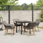 Conjunto de Comedor de Jardín 5 pcs Gris ratán sintético