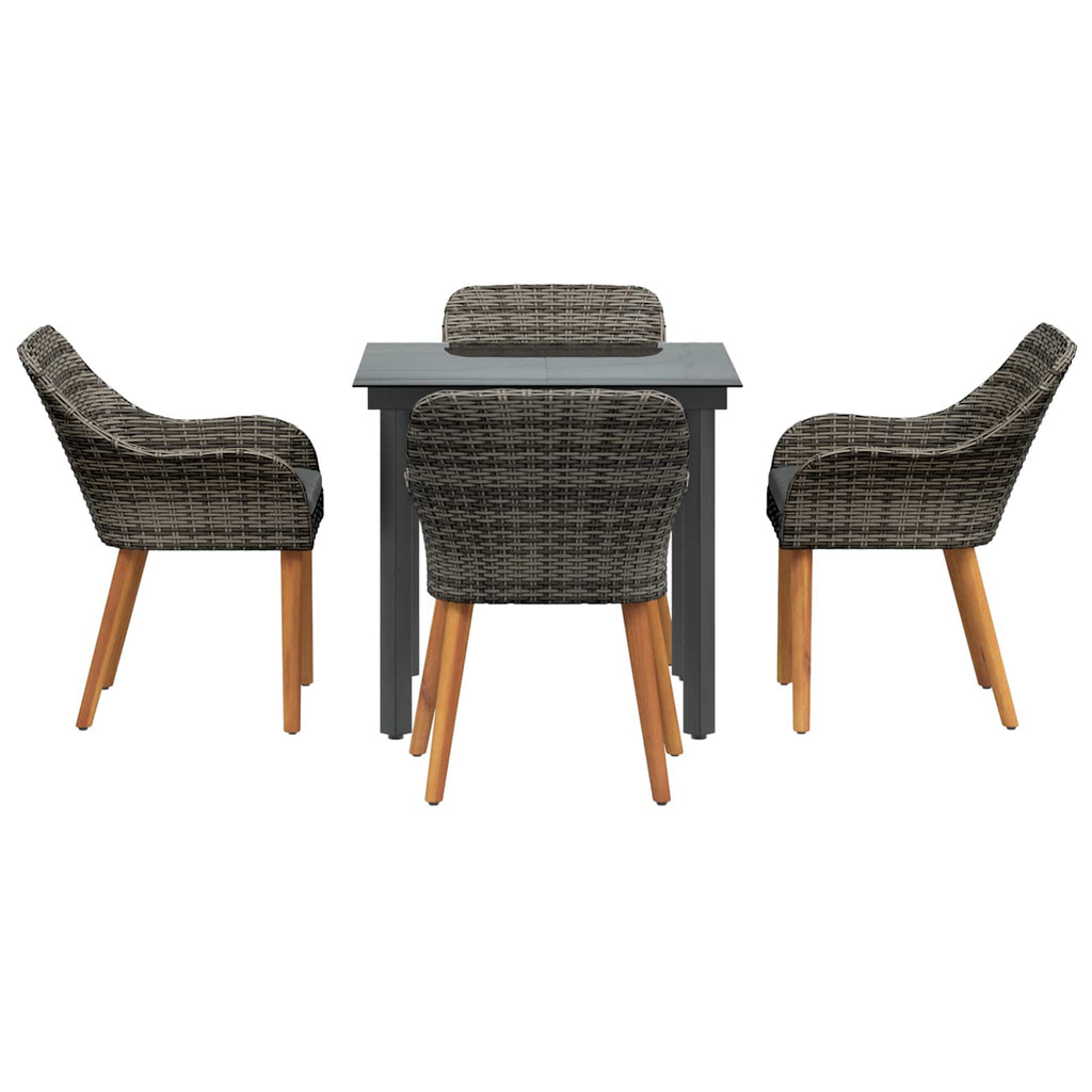 Conjunto de Comedor de Jardín 5 pcs Gris ratán sintético