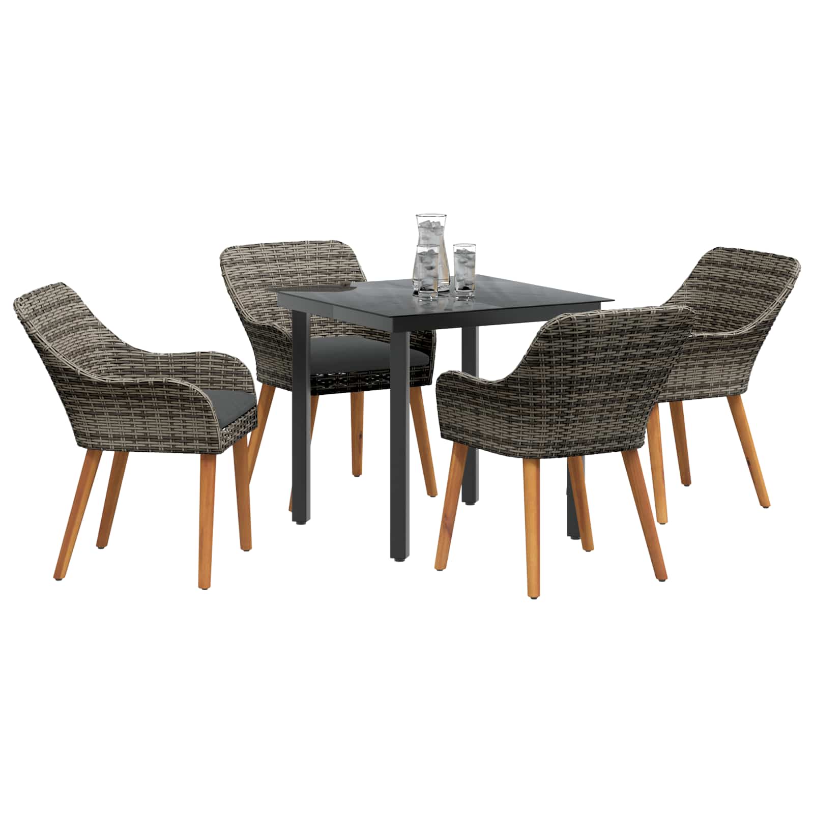 Conjunto de Comedor de Jardín 5 pcs Gris ratán sintético