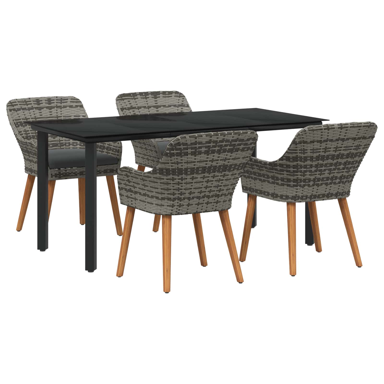 Conjunto de Comedor de Jardín 5 pcs Gris ratán sintético