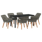 Conjunto de Comedor de Jardín 7 pcs Gris ratán sintético