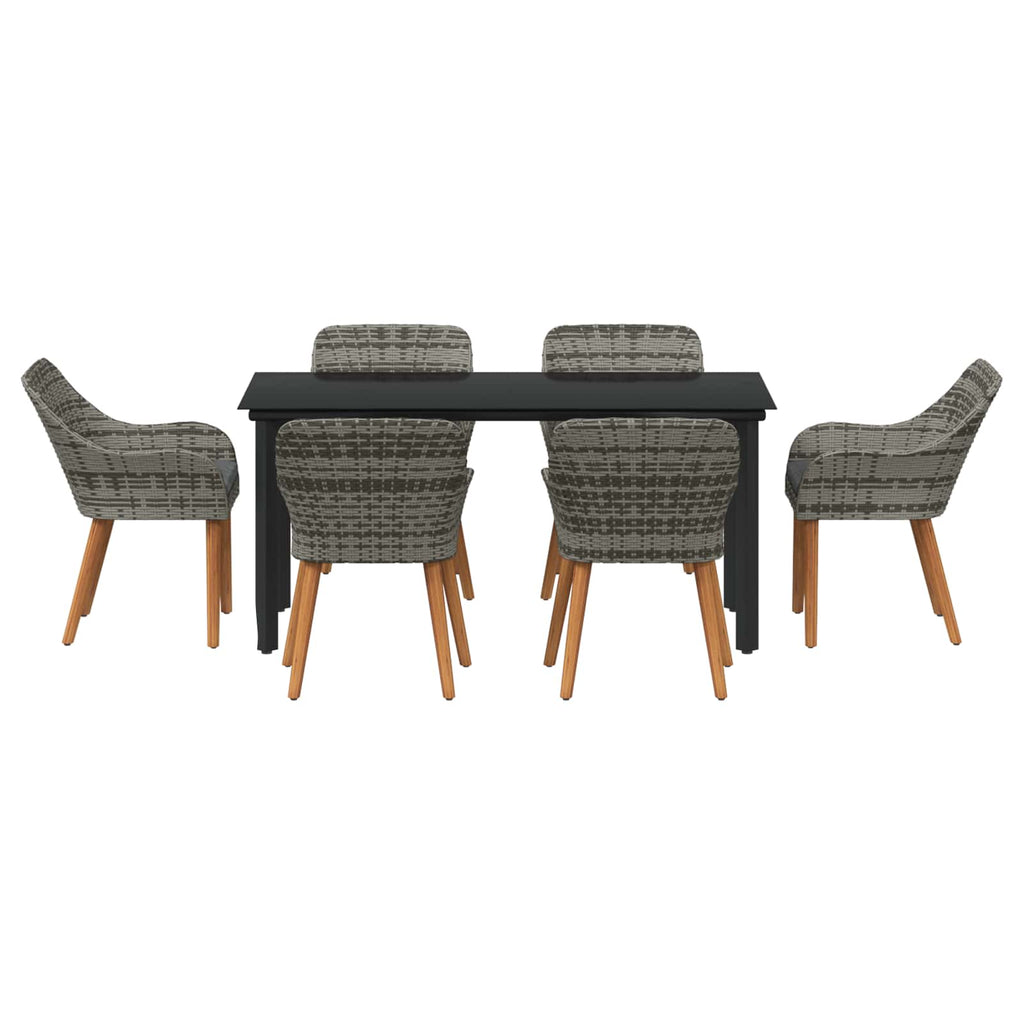 Conjunto de Comedor de Jardín 7 pcs Gris ratán sintético