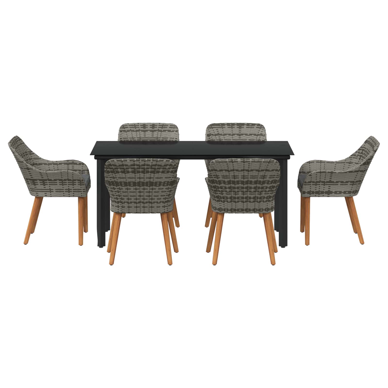 Conjunto de Comedor de Jardín 7 pcs Gris ratán sintético