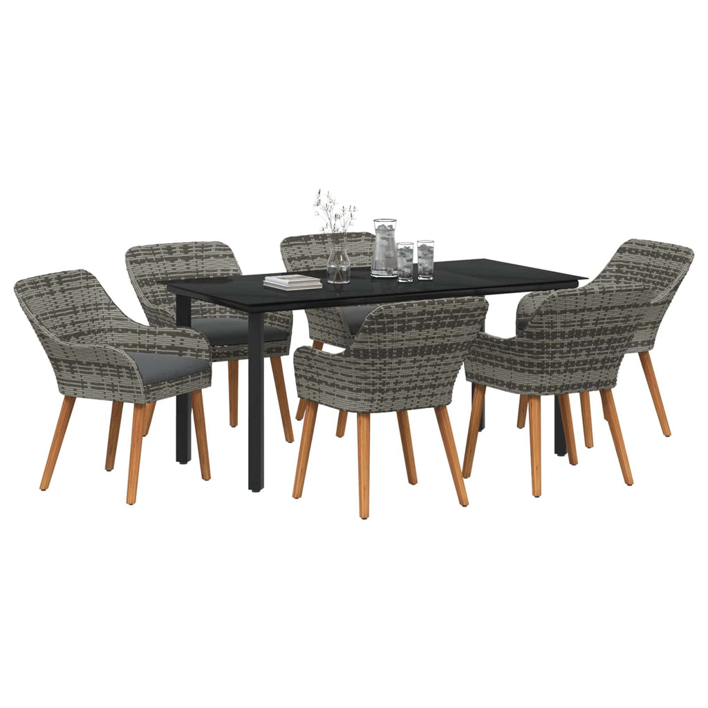Conjunto de Comedor de Jardín 7 pcs Gris ratán sintético