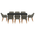 Conjunto de Comedor de Jardín 9 pcs Gris ratán sintético