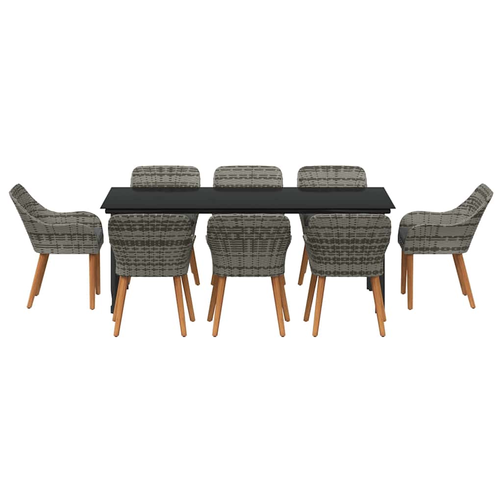 Conjunto de Comedor de Jardín 9 pcs Gris ratán sintético