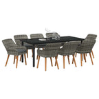 Conjunto de Comedor de Jardín 9 pcs Gris ratán sintético