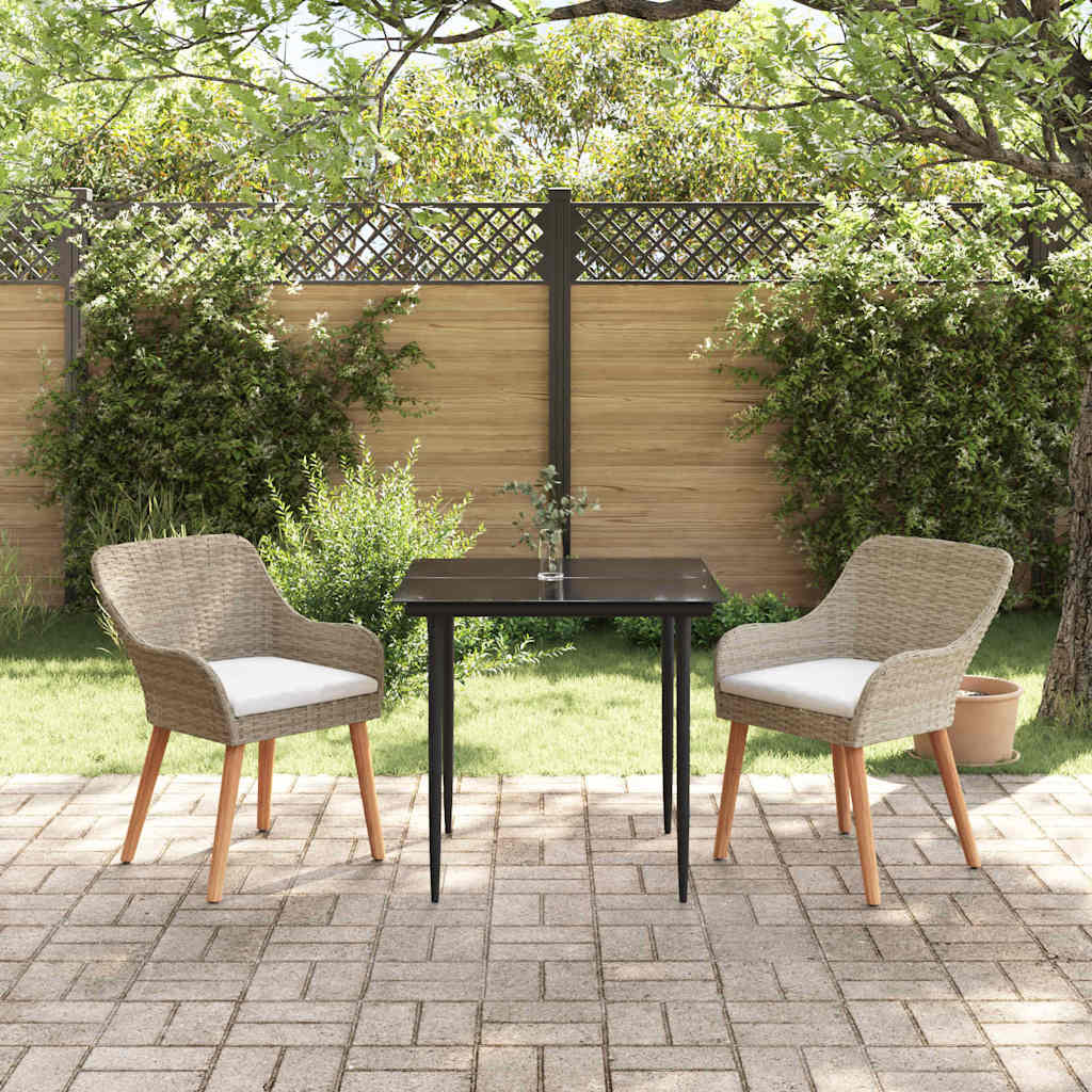 Conjunto de Comedor de Jardín 3 pcs Beige ratán sintético