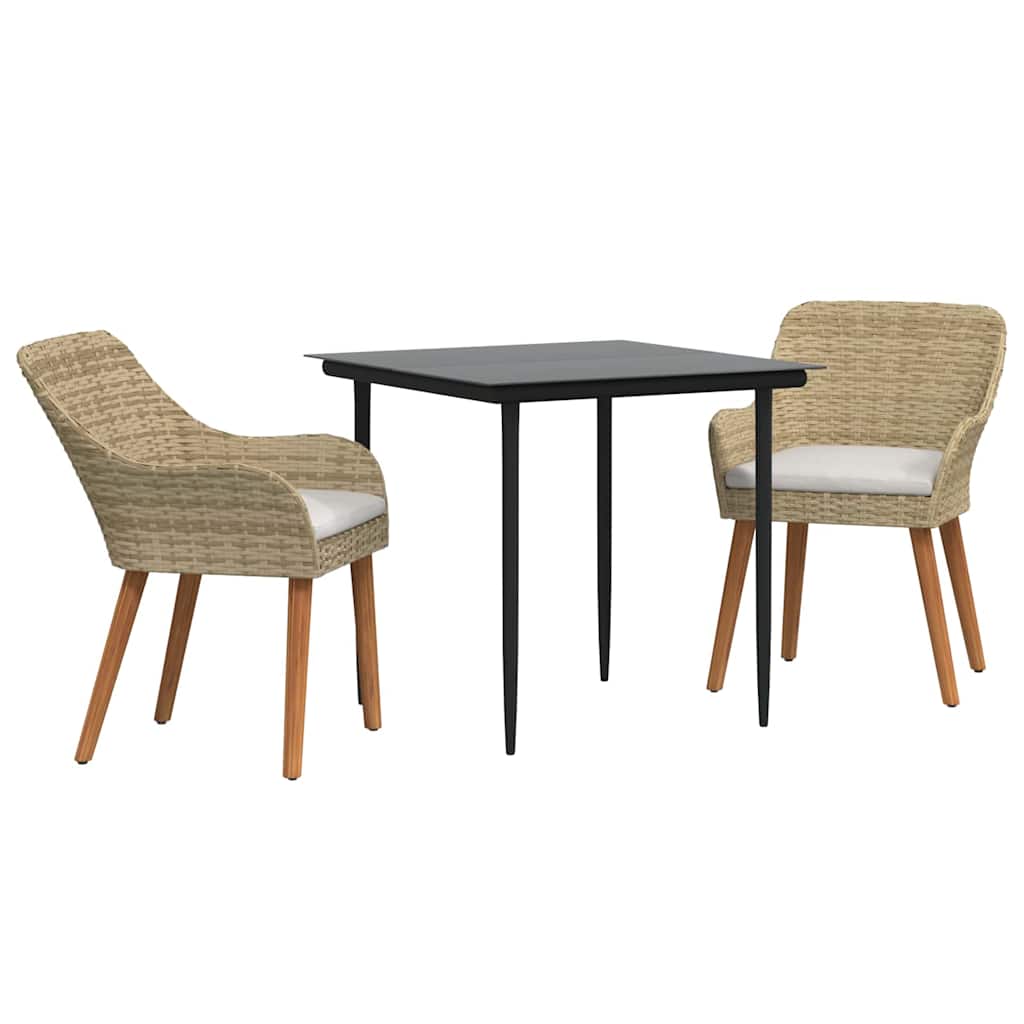 Conjunto de Comedor de Jardín 3 pcs Beige ratán sintético
