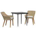 Conjunto de Comedor de Jardín 3 pcs Beige ratán sintético