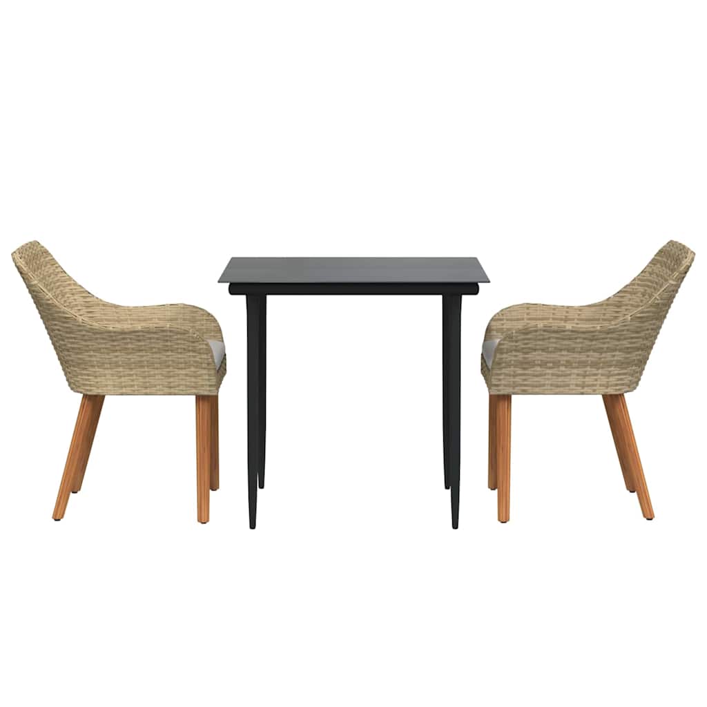 Conjunto de Comedor de Jardín 3 pcs Beige ratán sintético