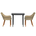 Conjunto de Comedor de Jardín 3 pcs Beige ratán sintético